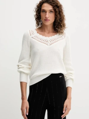 Twinset sweter z dodatkiem wełny damski kolor beżowy lekki 252TP3102