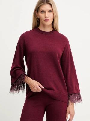 Twinset sweter z dodatkiem wełny damski kolor bordowy lekki 252LL3FAA