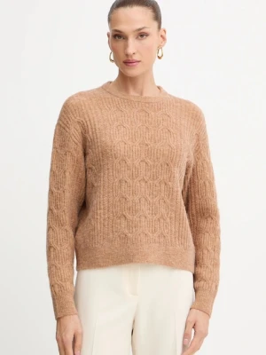 Twinset sweter z dodatkiem wełny damski kolor brązowy 252LL3HCC