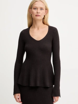 Twinset sweter z dodatkiem wełny damski kolor brązowy ciepły 252TT3141