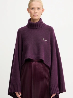 Twinset sweter z dodatkiem wełny damski kolor fioletowy lekki z golfem 252TT3422