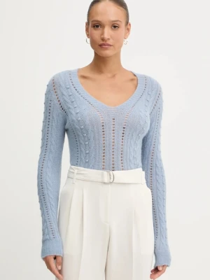 Twinset sweter z dodatkiem wełny damski kolor niebieski lekki 252TT3137