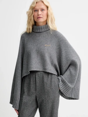 Twinset sweter z dodatkiem wełny damski kolor szary lekki z golfem 252TT3422