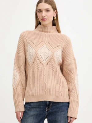 Twinset sweter z dodatkiem wełny damski z golfem 252TT3290