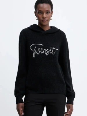 Twinset sweter z domieszką wełny damska kolor czarny 252LL3EAA