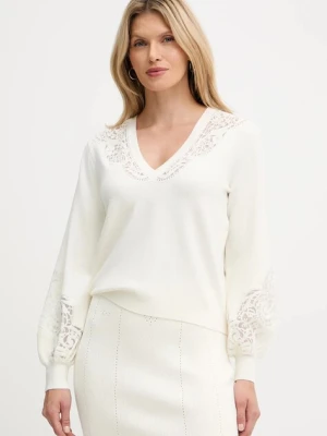 Twinset sweter z domieszką wełny damski kolor beżowy 252TT3440