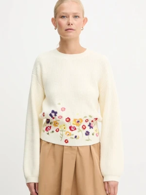 Twinset sweter z domieszką wełny damski kolor beżowy ciepły 252AT3120