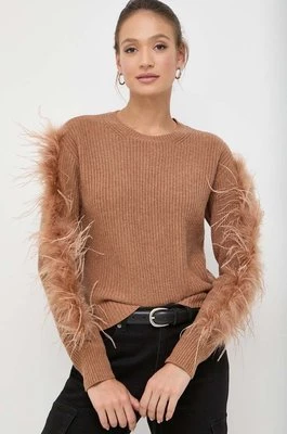 Twinset sweter z domieszką wełny damski kolor brązowy ciepły