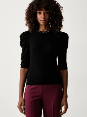 Twinset sweter z krótkim rękawem damski czarny