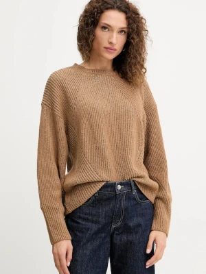Twinset sweter z wełną damski kolor brązowy ciepły 252TT3461