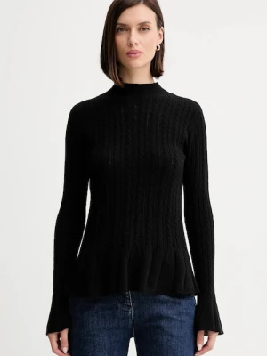 Twinset sweter z wełną damski kolor czarny lekki 252TP3321