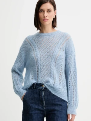 Twinset sweter z wełną damski kolor niebieski lekki 252TT3201
