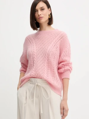 Twinset sweter z wełną damski kolor różowy lekki 252TT3201