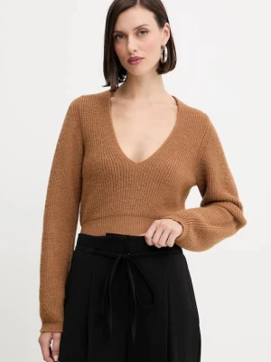 Twinset sweter z wełną kolor brązowy 252TT3062