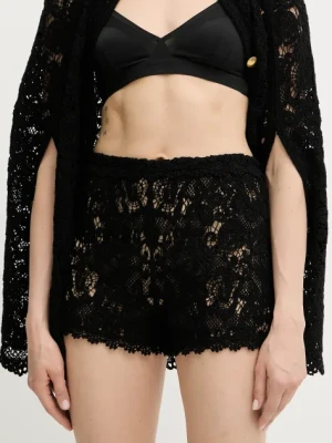 Twinset szorty bawełniane damskie kolor czarny gładkie high waist 251TS3133