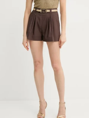 Twinset szorty damskie kolor brązowy gładkie high waist 251TT2106