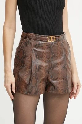 Twinset szorty damskie kolor brązowy wzorzyste high waist 242TT2231