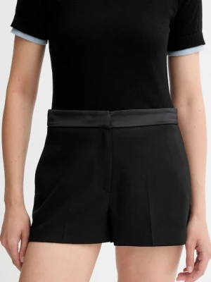 Twinset szorty z wełną damskie kolor czarny gładkie high waist 252TT2125