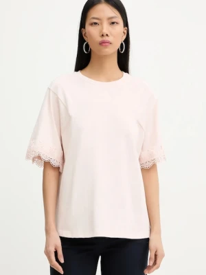 Twinset t-shirt bawełniany różowy