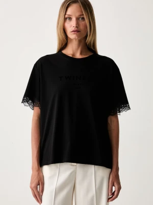Twinset T-shirt bawełniany czarny