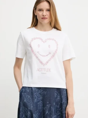Twinset t-shirt bawełniany damski kolor biały 251AX2120