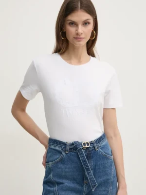 Twinset t-shirt bawełniany damski kolor biały 251TP2072