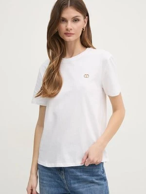 Twinset t-shirt bawełniany damski kolor biały 251TP2074