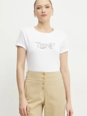 Twinset t-shirt bawełniany damski kolor biały 251TP2540