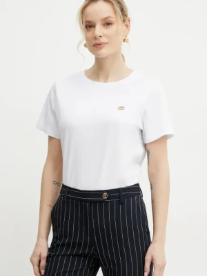 Twinset t-shirt bawełniany damski kolor biały 251TT2040