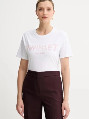 Twinset t-shirt bawełniany damski kolor biały 251TT2042