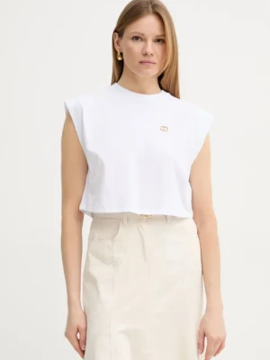 Twinset t-shirt bawełniany damski kolor biały 251TT2043