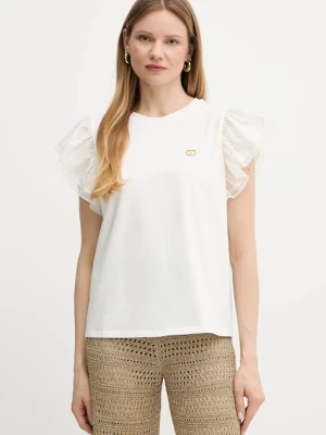 Twinset t-shirt bawełniany damski kolor biały 251TT2370