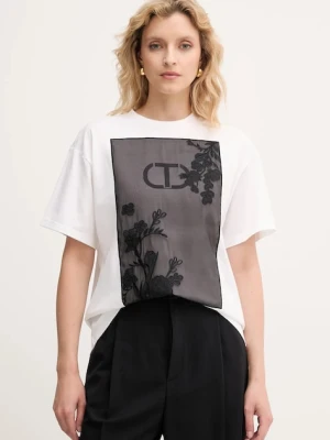 Twinset t-shirt bawełniany damski kolor biały 252TP2053
