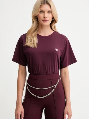 Twinset t-shirt bawełniany damski kolor bordowy 252TP2057