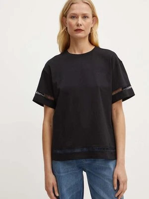 Twinset t-shirt bawełniany damski kolor czarny 242TP2501