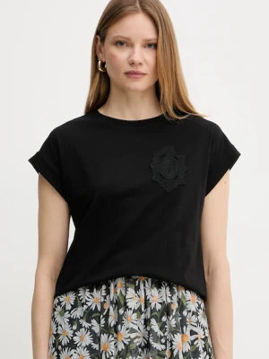 Twinset t-shirt bawełniany damski kolor czarny 251TT2044