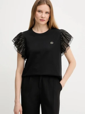 Twinset t-shirt bawełniany damski kolor czarny 251TT2370
