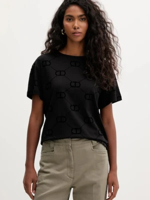 Twinset t-shirt bawełniany damski kolor czarny 252TP2055