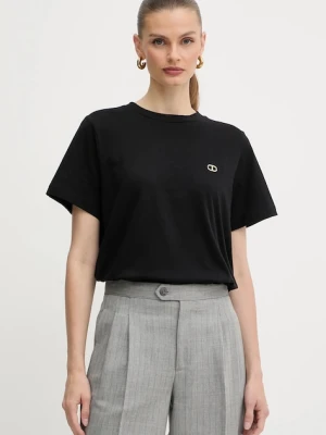 Twinset t-shirt bawełniany damski kolor czarny 252TP2057