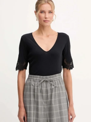 Twinset t-shirt bawełniany damski kolor czarny 252TT2170
