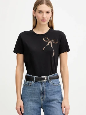Twinset t-shirt bawełniany damski kolor czarny 252TT2312