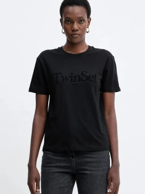 Twinset t-shirt bawełniany damski kolor czarny 252TT2320