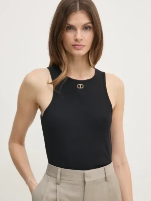Twinset top bawełniany kolor czarny 251TP2550