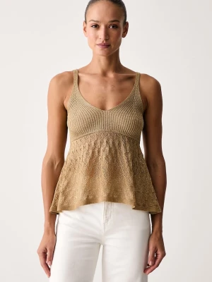 Twinset top damski z wiskozą żółty