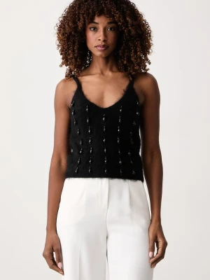 Twinset top swetrowy damski z wełną czarny