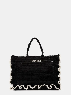 Twinset torebka shopper damska pleciona czarny