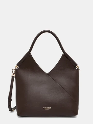 Twinset torebka shopper damska z imitacji skóry brązowy