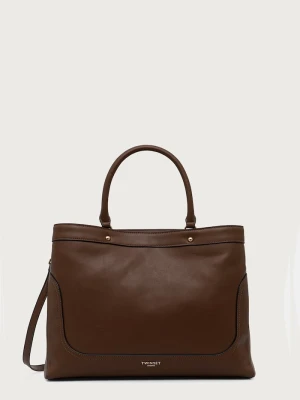 Twinset torebka shopper damska z imitacji skóry brązowy