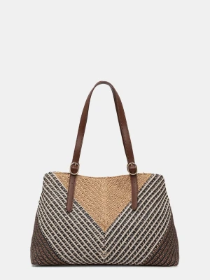 Twinset torebka tote damska pleciona brązowy