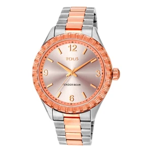 Zdjęcie produktu Two-Tone Rose Gold-Colored Ip Steel Tender Bear Watch With Embossed Bears - Tous SILVER – ROSE GOLDEN